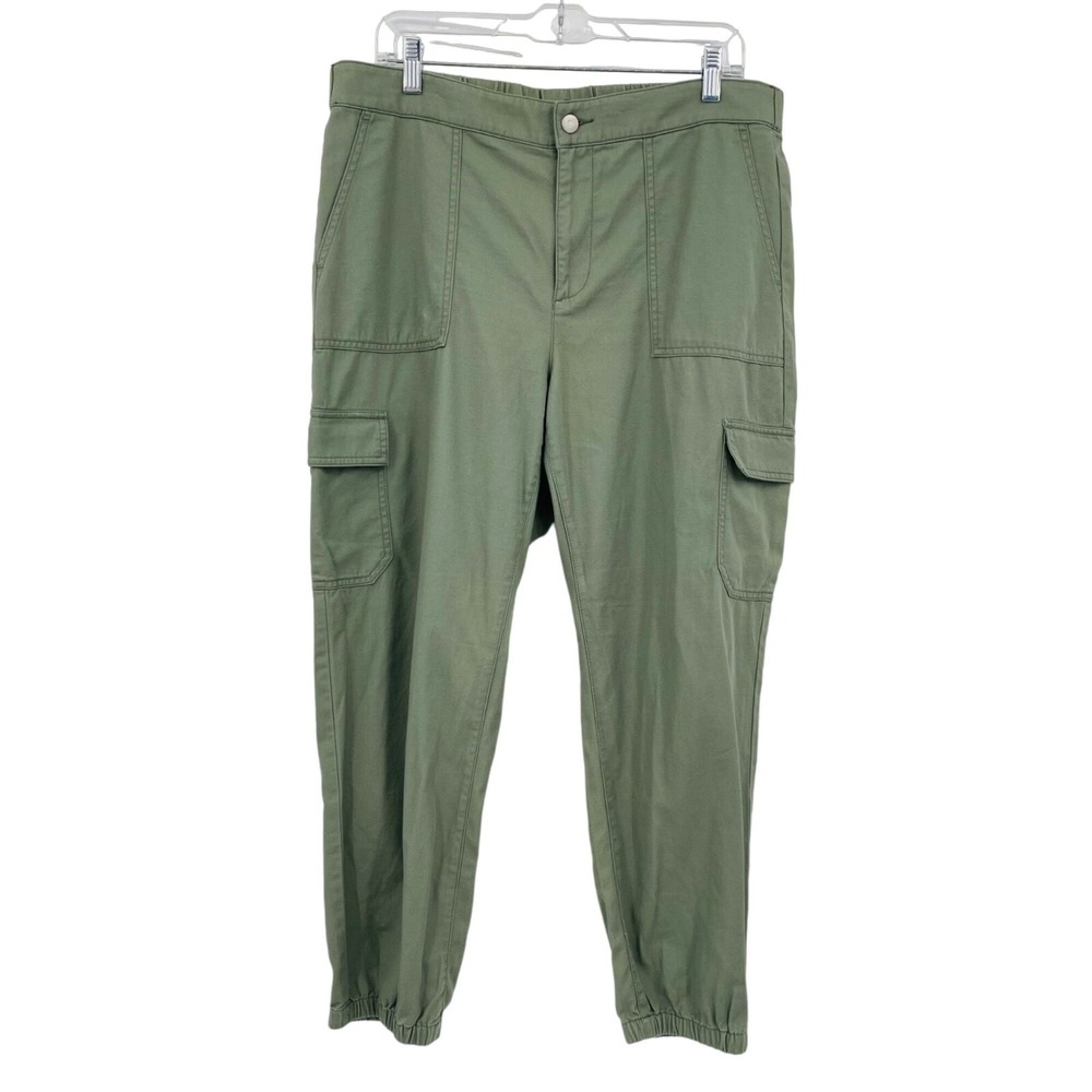 J.Crew Cargo Pants Womens 14 Green Re-Imagined Cotton Modal Utility Joggers